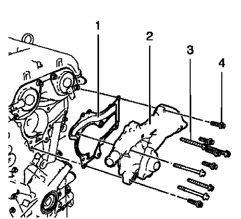 Fig. 275: Water Pump, Gasket And Bolts