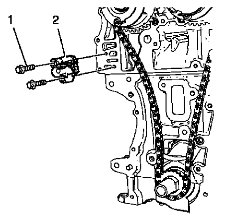 Fig. 299: Timing Chain Tensioner And Bolts