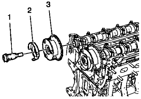 Fig. 302: Intake Camshaft Sprocket, Bolt And Intake Camshaft Position Exciter Wheel