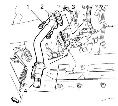 Fig. 214: Turbocharger Oil Return Pipe Components