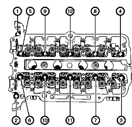 Fig. 309: Cylinder Head Bolts Loosening Sequence