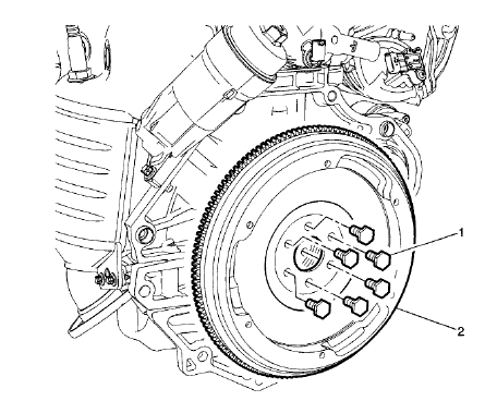 Fig. 107: Engine Flywheel And Fasteners