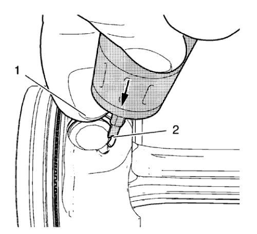 Fig. 349: Pushing Piston Pin Retainer Down