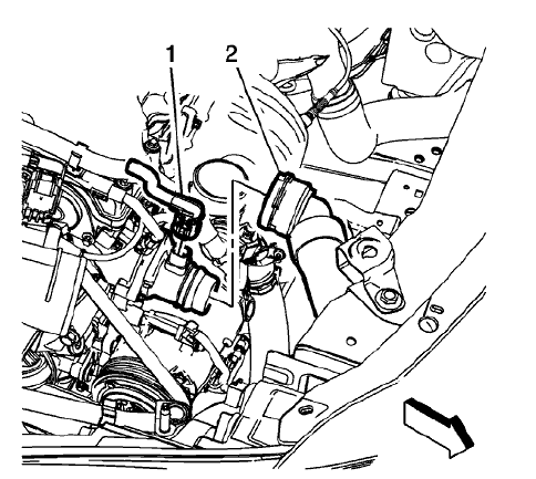 Fig. 63: Engine Coolant Temperature Sensor Connector And Radiator Outlet Hose
