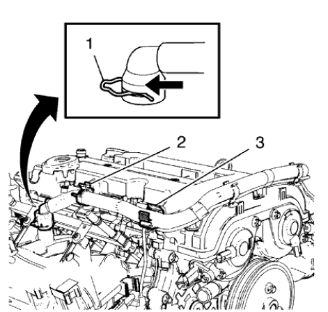 Fig. 465: Positive Crankcase Ventilation Pipe Retainer Clips And Retainer Clamp