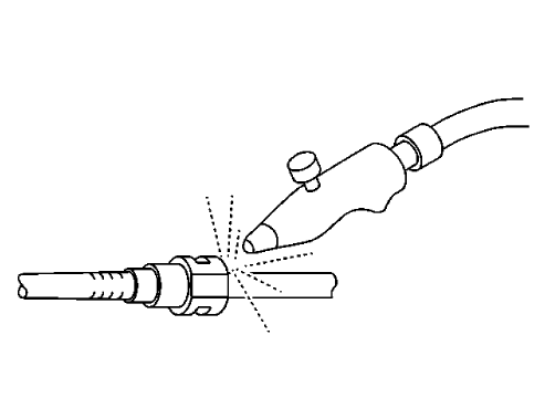 Fig. 53: Blowing Dirt Out Of Fitting (Plastic Collar)