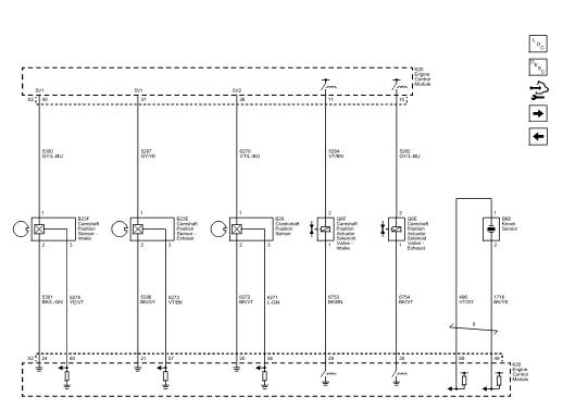 Fig. 17: Camshaft, Crankshaft, and Knock Sensors, Camshaft Actuators