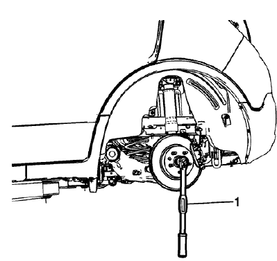 Fig. 39: Torque Wrench And Wheel Drive Shaft Nut