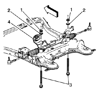 Fig. 53: Steering Gear And Mounting Bolts