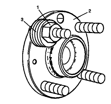 Fig. 30: Wheel Hub Flange, Lug Nut And Washers