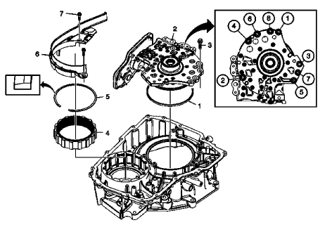 Fig. 60: Identifying Transmission Fluid Pump, Front Differential Carrier Baffle & Front Differential Ring Gear