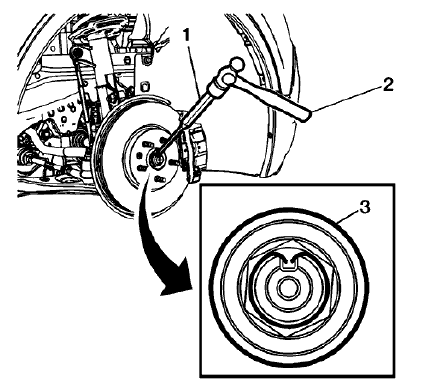 Fig. 28: Splitting Center Of Wheel Drive Shaft Nut