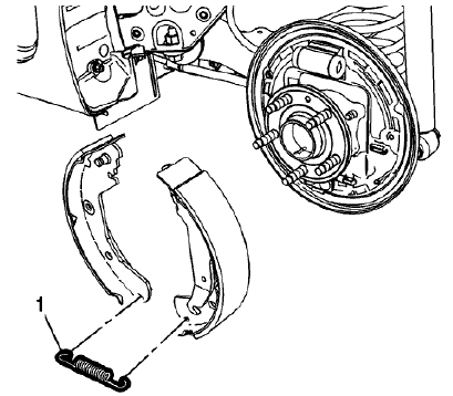Fig. 16: Lower Brake Shoe Return Spring