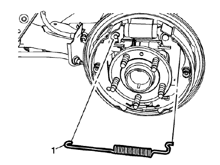 Fig. 45: Upper Brake Shoe Return Spring