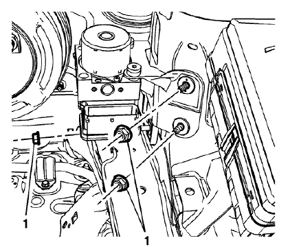 Fig. 16: Electronic Brake Control Module And Bracket Assembly Nuts