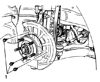 Fig. 75: Front Brake Shield Bolts