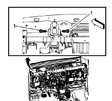 Fig. 108: Instrument Panel Tie Bar Assembly And Brake Pedal Bracket