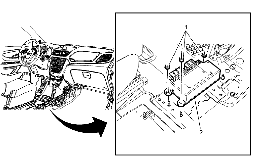 Fig. 15: Airbag Sensing and Diagnostic Module (Encore)