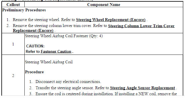 Steering Wheel Airbag Coil Replacement (Encore)