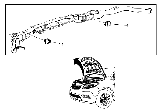 Fig. 12: Front End Inflatable Restraint Discriminating Sensor Replacement (Encore)
